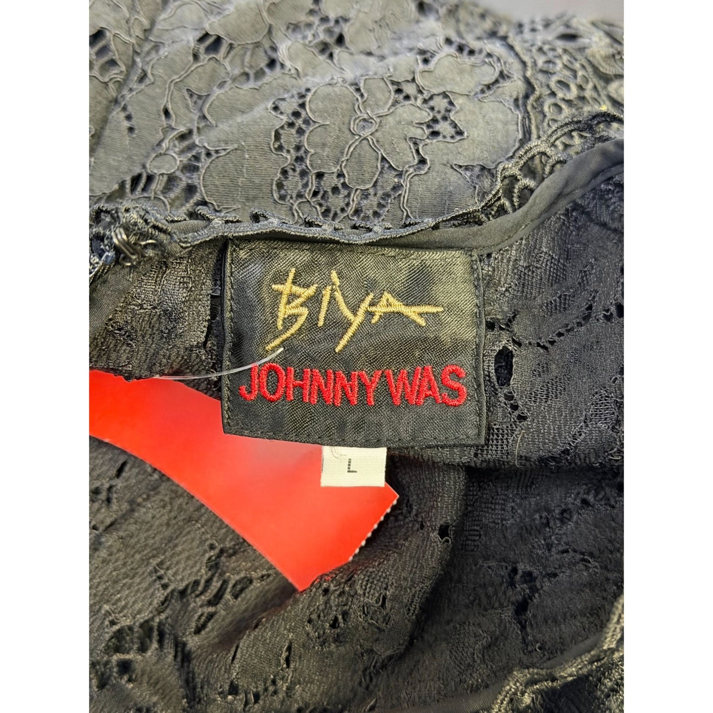 Johnny Was Biya Black Lace Maxi Dress & Slip Size L