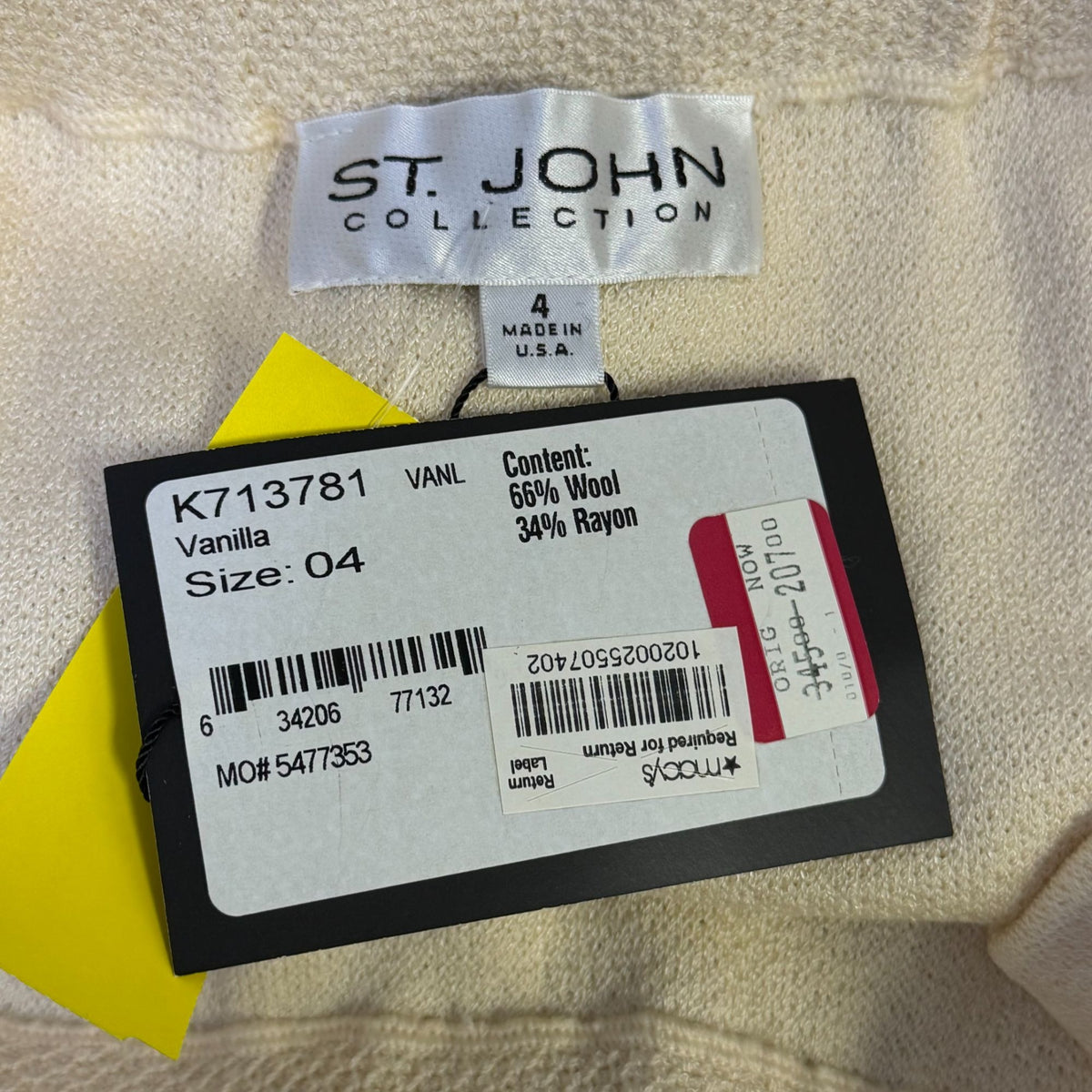 NWT St. John Collection Cream Wool Blend Pencil Skirt Size 4