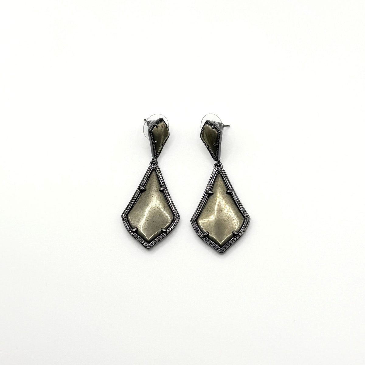 Kendra Scott Lux Alexa Pyrite Drop Earrings Geometric Design