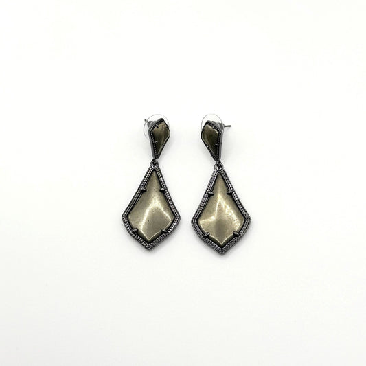 Kendra Scott Lux Alexa Pyrite Drop Earrings Geometric Design