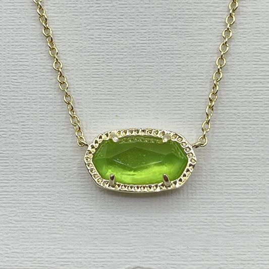 Kendra Scott Gold-Plated Chain Necklace With Green Gemstone Pendant