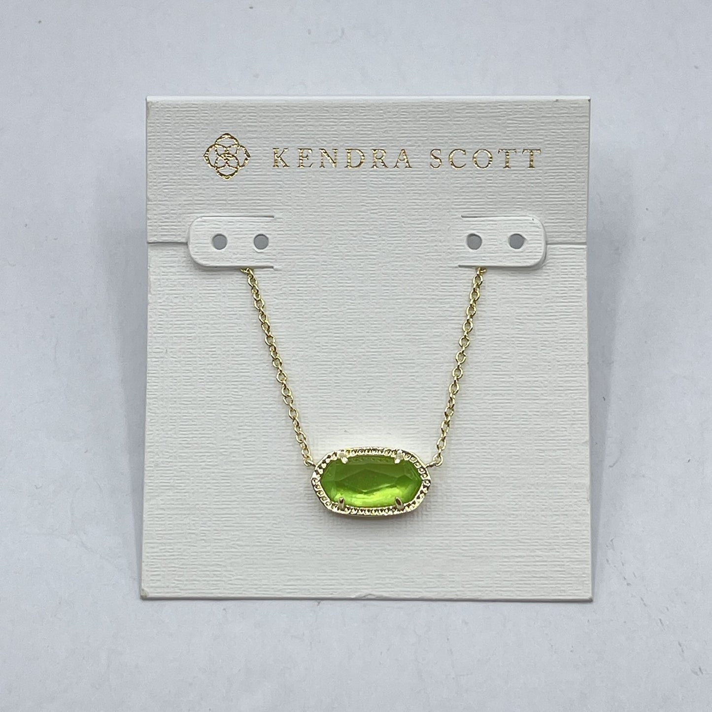 Kendra Scott Gold-Plated Chain Necklace With Green Gemstone Pendant