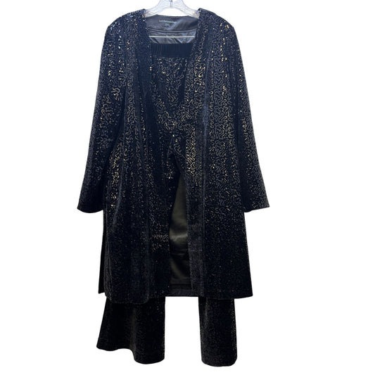 Soft Surroundings Black Sequined Long Cardigan & Pants Set M/L 2p