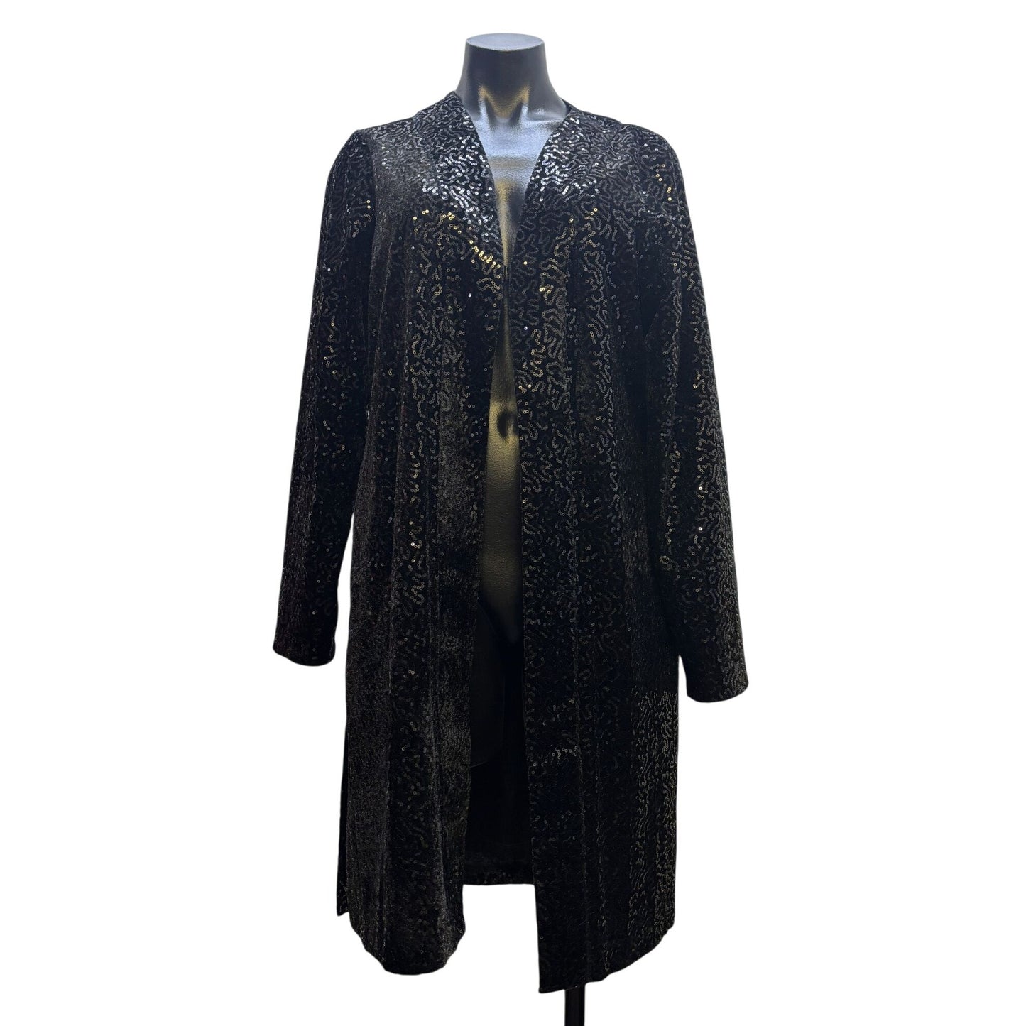 Soft Surroundings Black Sequined Long Cardigan & Pants Set M/L 2p