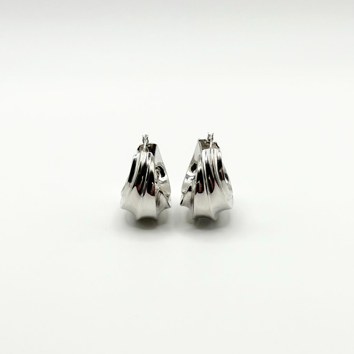 Milor Italy 14K White Gold Chunky Twisted Hoop Earrings