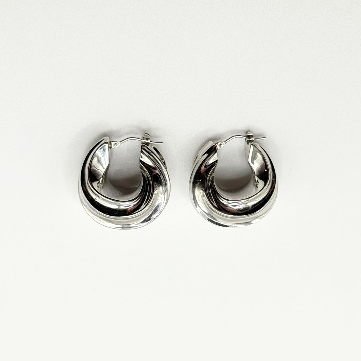 Milor Italy 14K White Gold Chunky Twisted Hoop Earrings