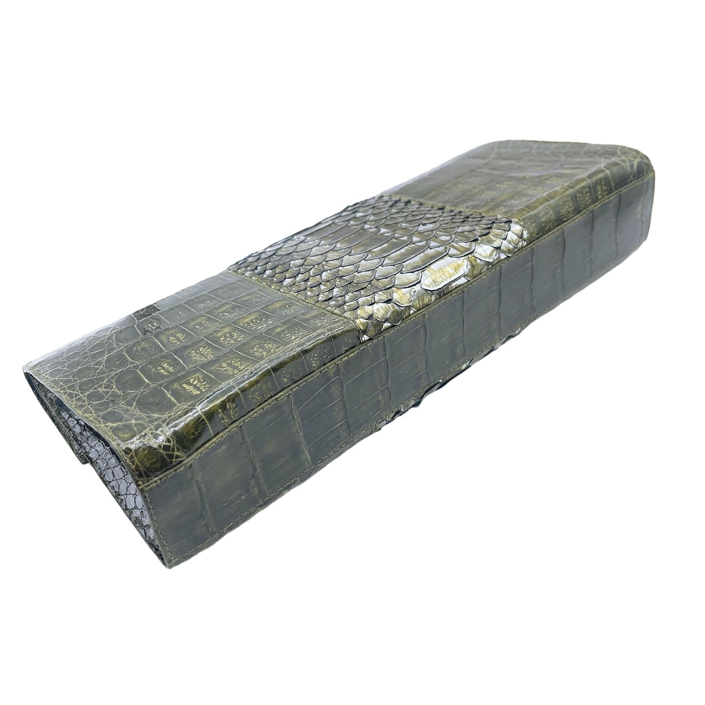 Nancy Gonzalez Green Crocodile & Python Leather Clutch Bag Medium