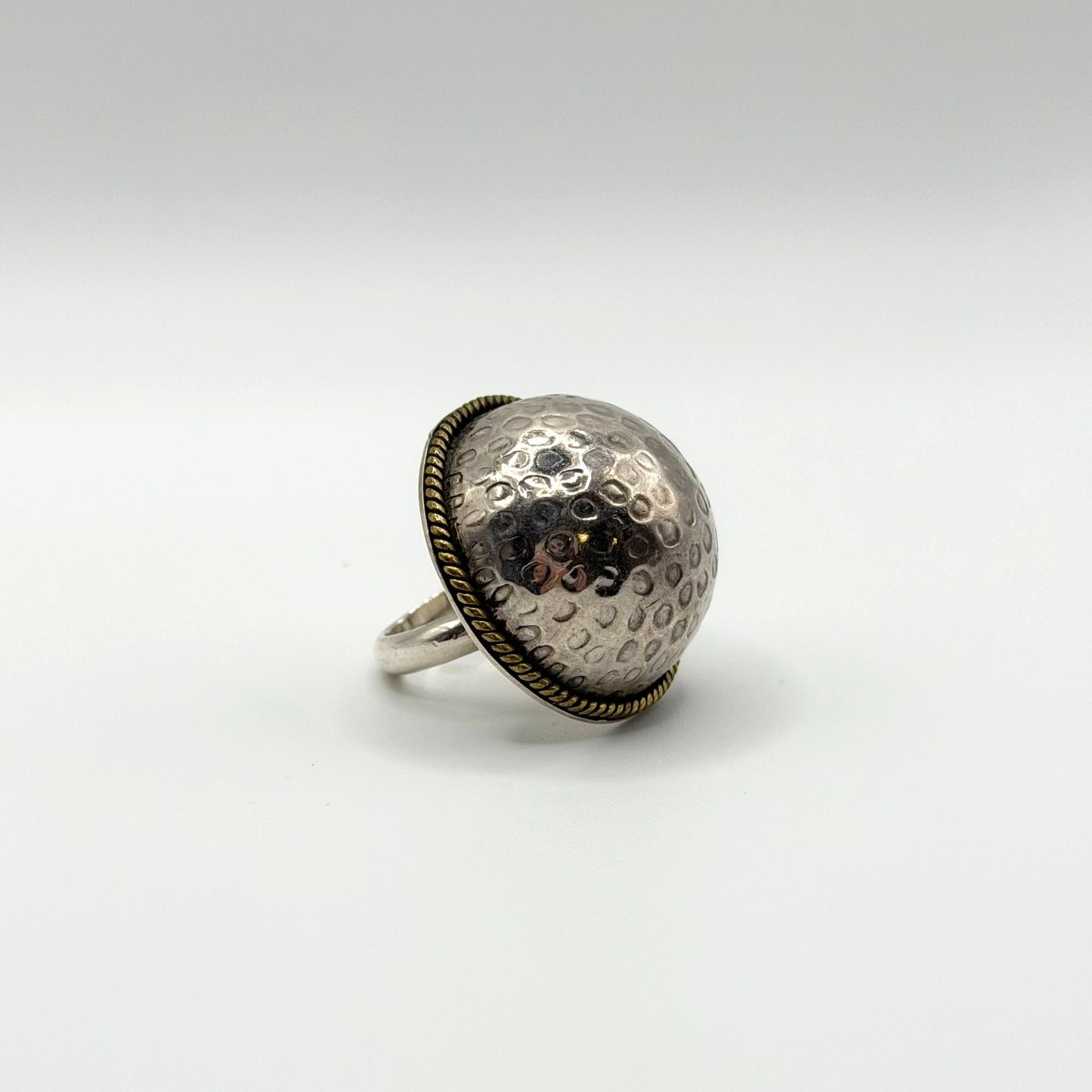 Vintage Taxco 925 Sterling Silver Dome Ring Adjustable Textured Finish