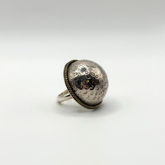 Vintage Taxco 925 Sterling Silver Dome Ring Adjustable Textured Finish