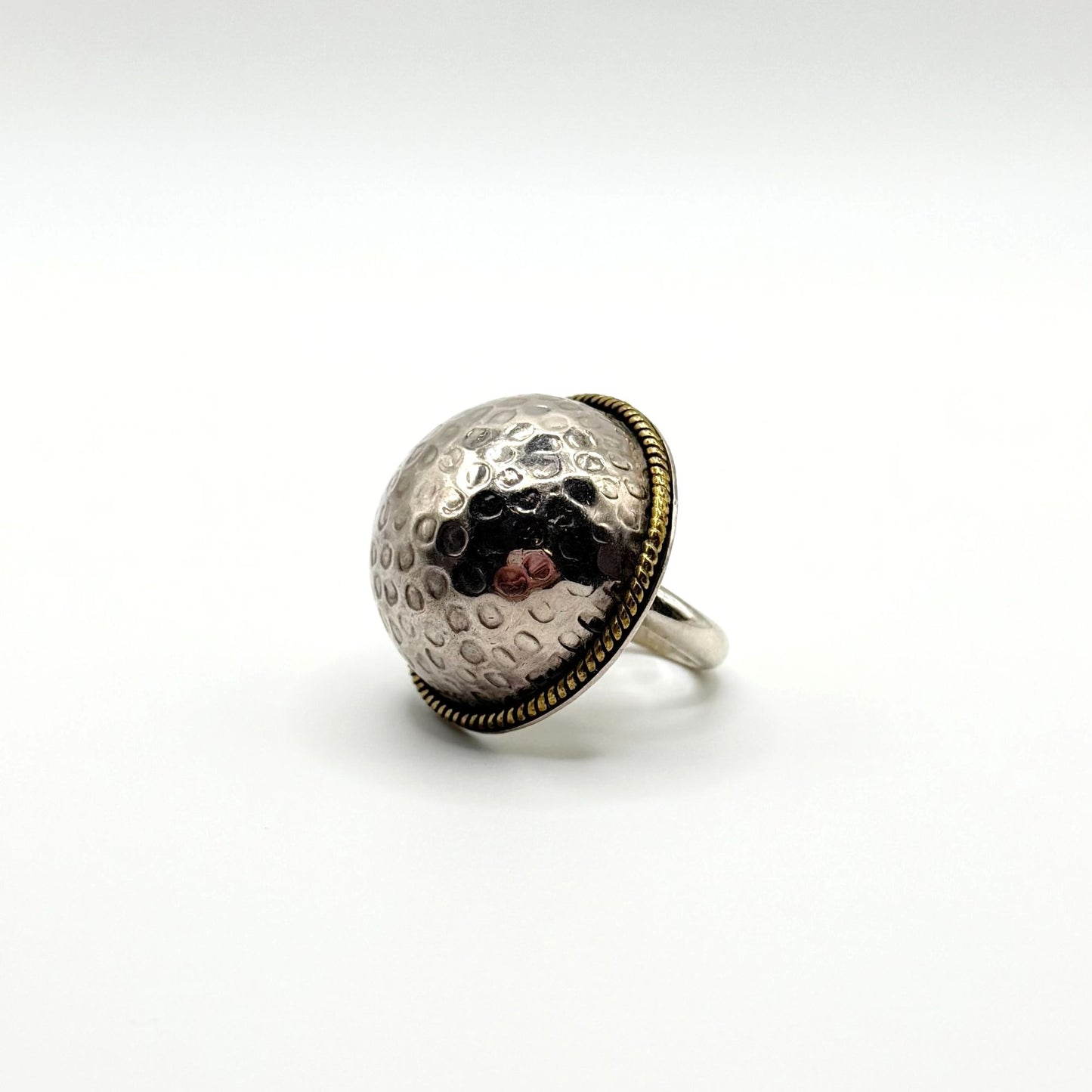 Vintage Taxco 925 Sterling Silver Dome Ring Adjustable Textured Finish