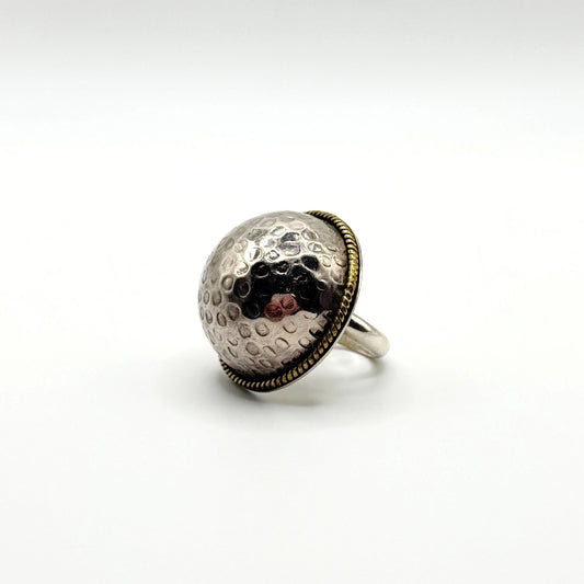 Vintage Taxco 925 Sterling Silver Dome Ring Adjustable Textured Finish