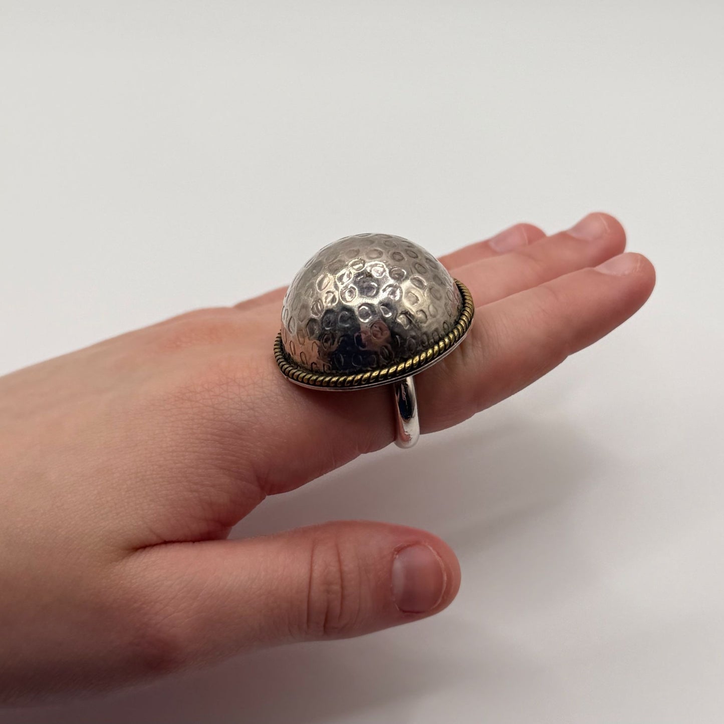 Vintage Taxco 925 Sterling Silver Dome Ring Adjustable Textured Finish