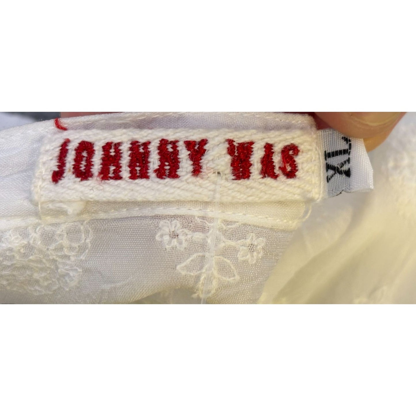 Johnny Was Sheer Embroidered Blouse White Boho Style L