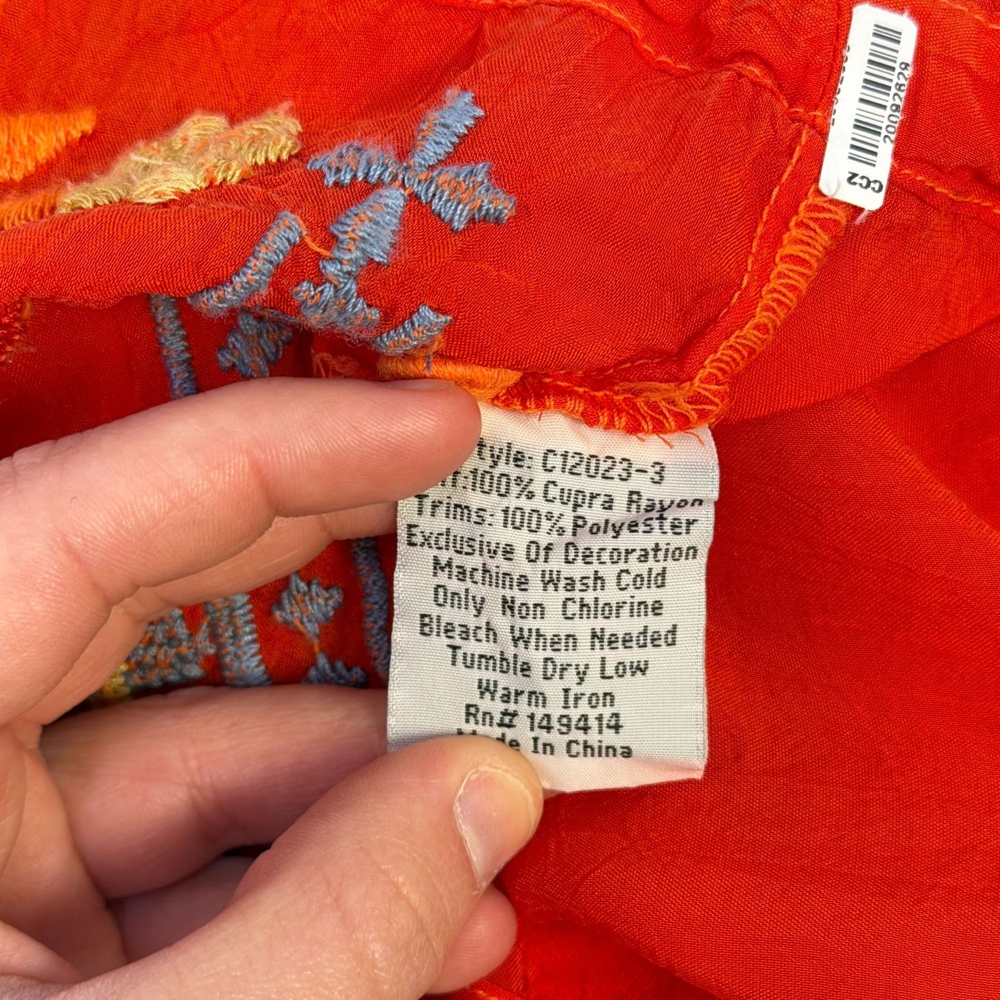 Johnny Was Red Embroidered Floral Boho Blouse S