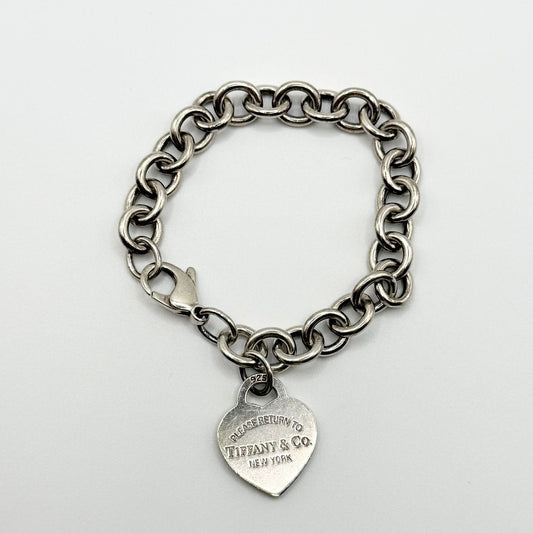 Tiffany & Co. Heart Tag Charm Bracelet Sterling Silver 925