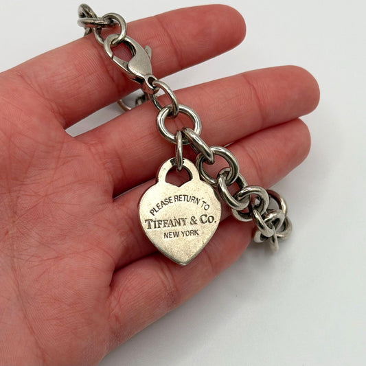 Tiffany & Co. Heart Tag Charm Bracelet Sterling Silver 925
