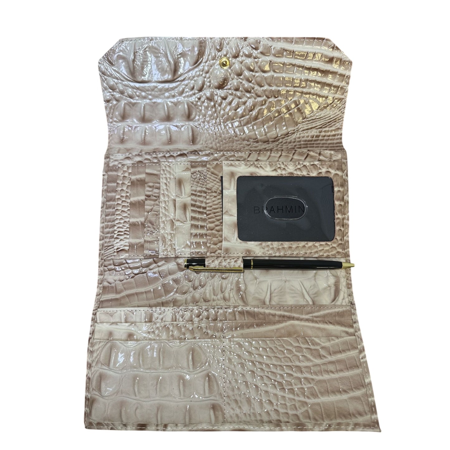 NWT Brahmin Croc-Embossed Leather Clutch Wallet Blossom Melbourne Check pocket