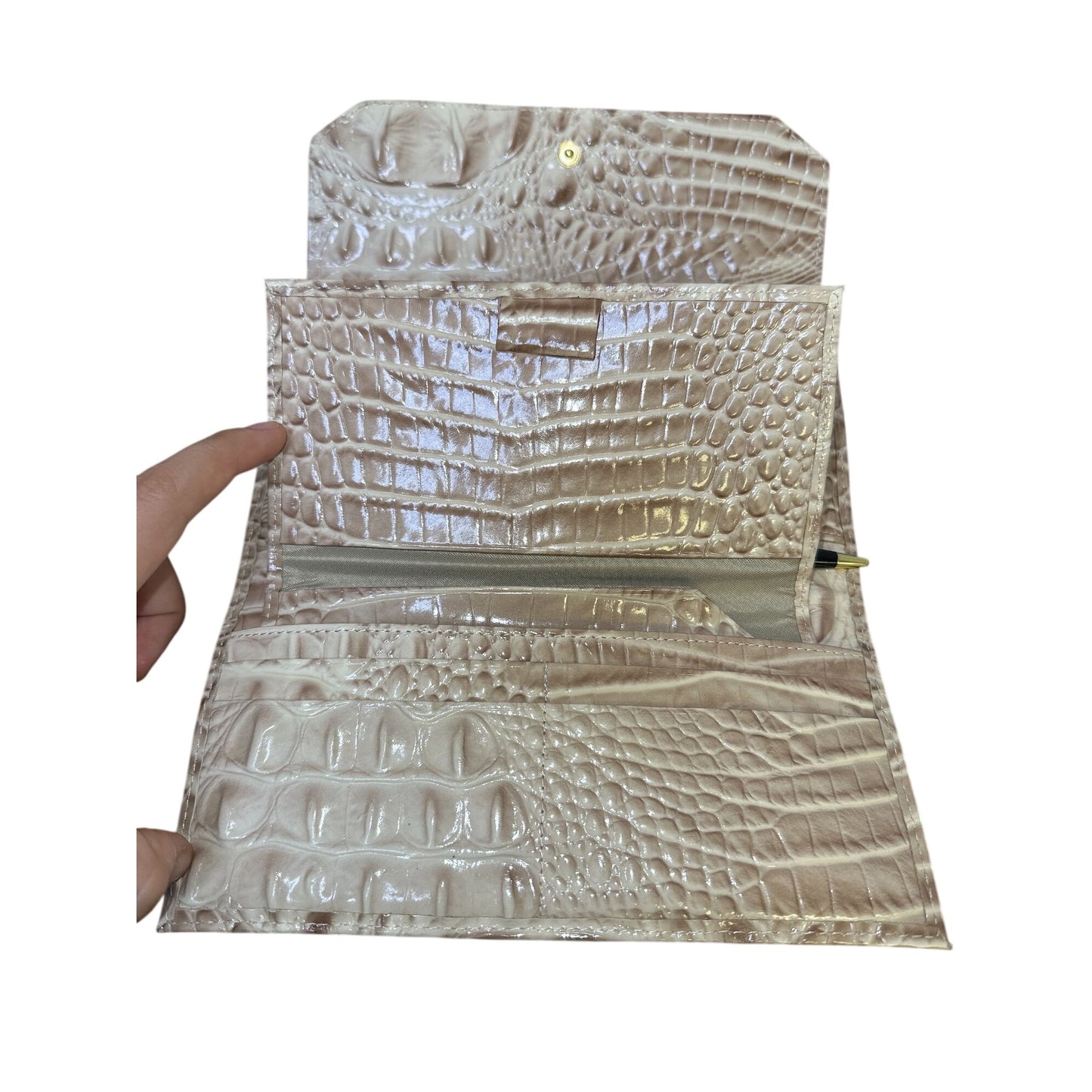 NWT Brahmin Croc-Embossed Leather Clutch Wallet Blossom Melbourne Check pocket