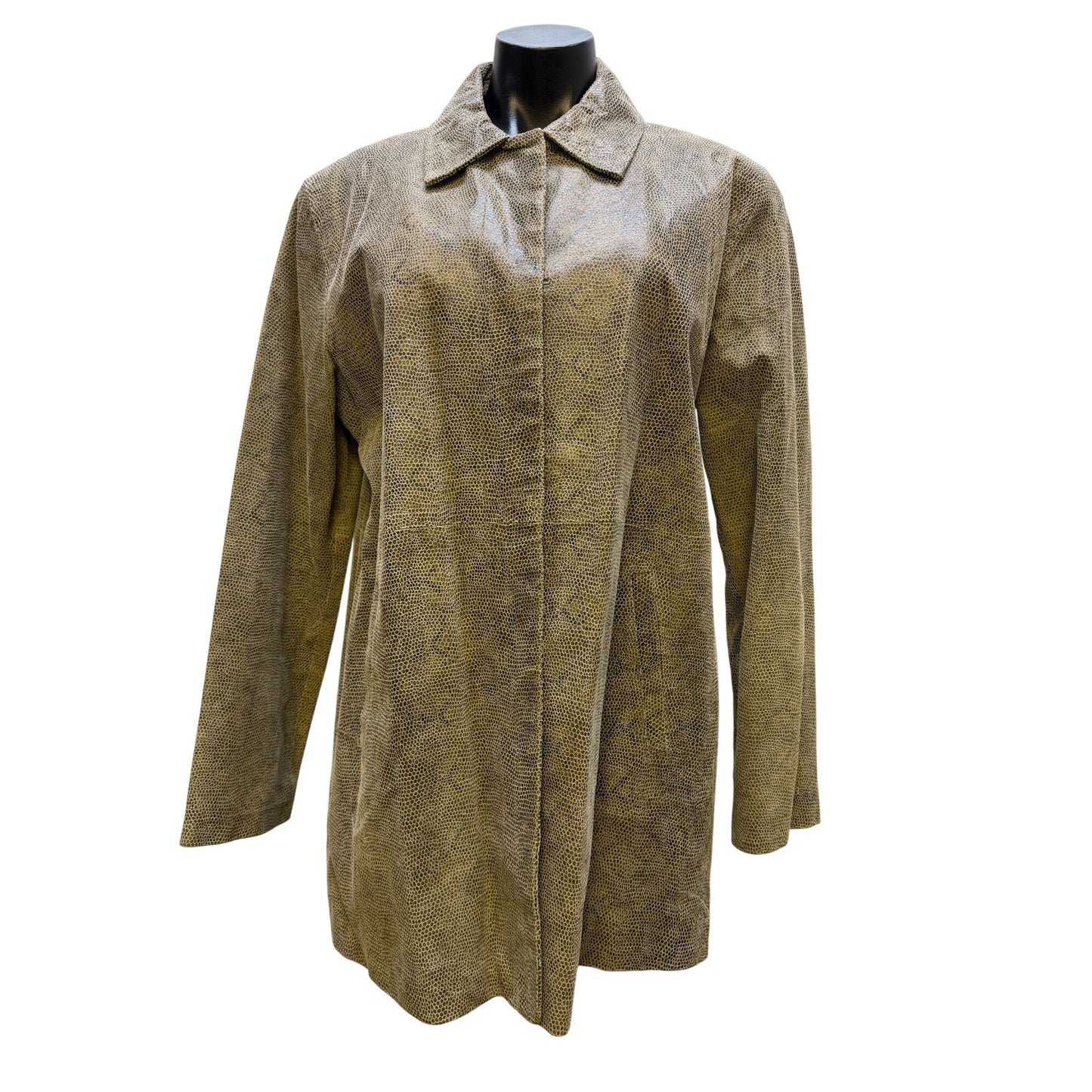 Brandon Thomas Tan & Black Faux Snakeskin Leather Button-Up Jacket