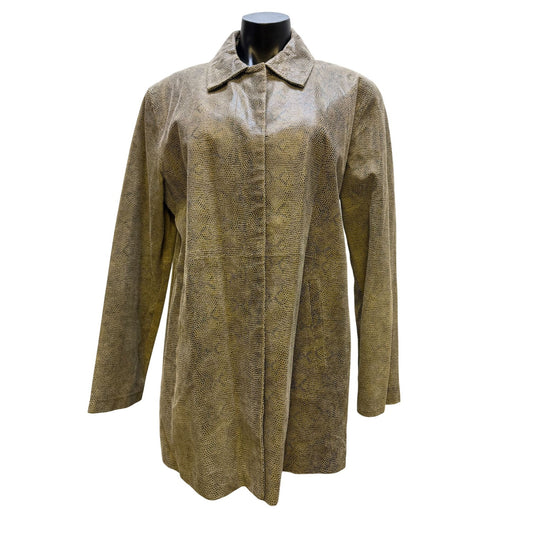 Brandon Thomas Tan & Black Faux Snakeskin Leather Button-Up Jacket