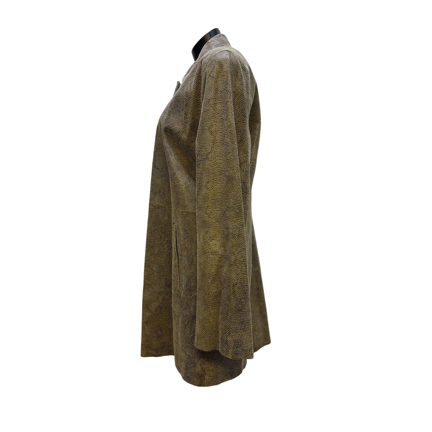 Brandon Thomas Tan & Black Faux Snakeskin Leather Button-Up Jacket