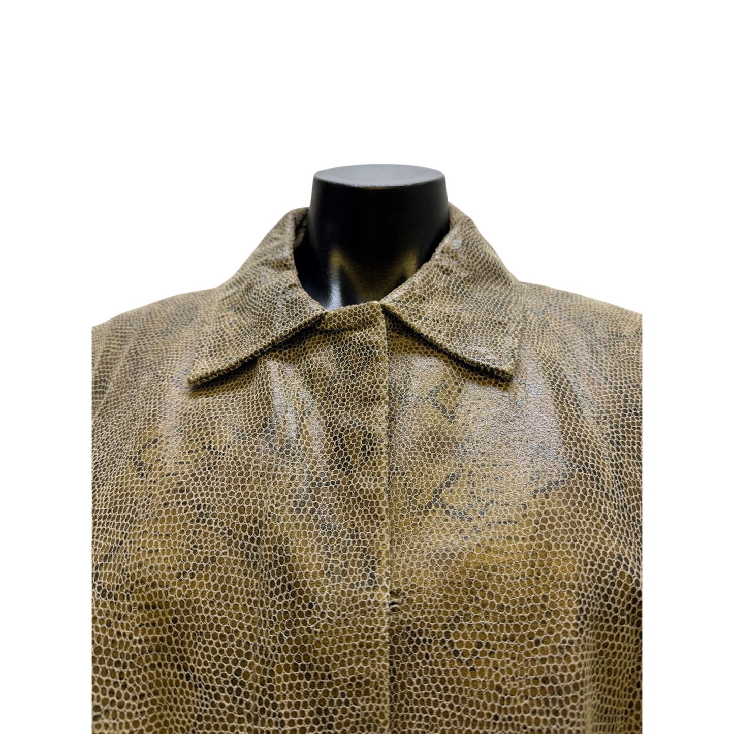 Brandon Thomas Tan & Black Faux Snakeskin Leather Button-Up Jacket