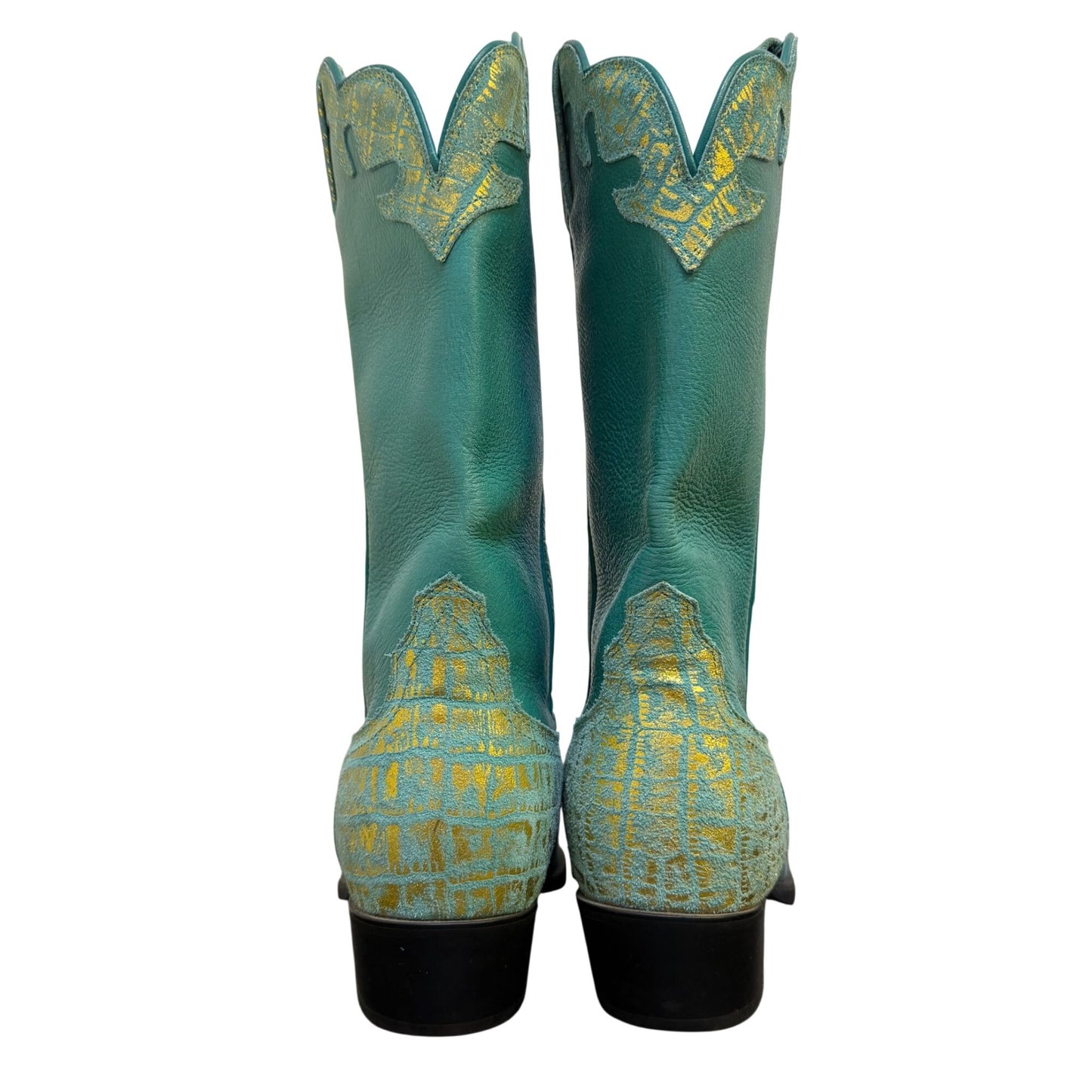 Twisted X Western Boots Turquoise & Gold Snake Print 9