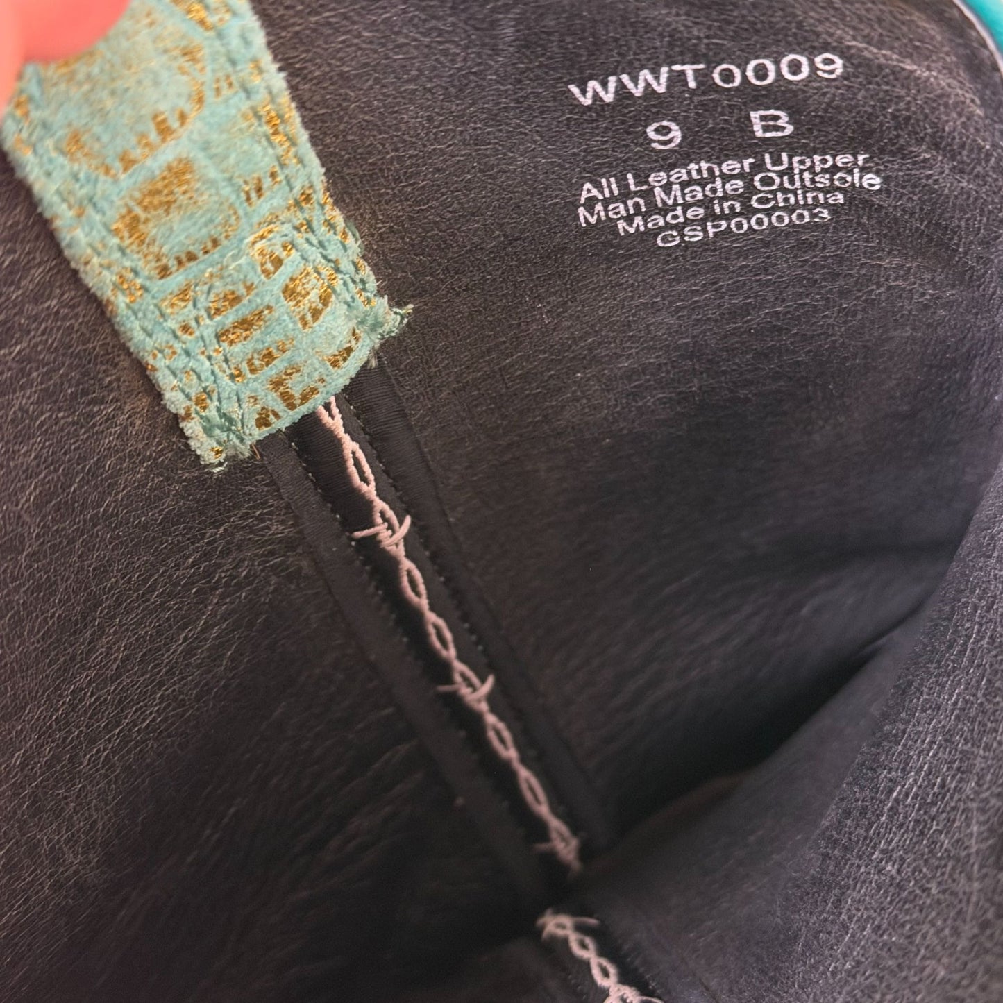 Twisted X Western Boots Turquoise & Gold Snake Print 9