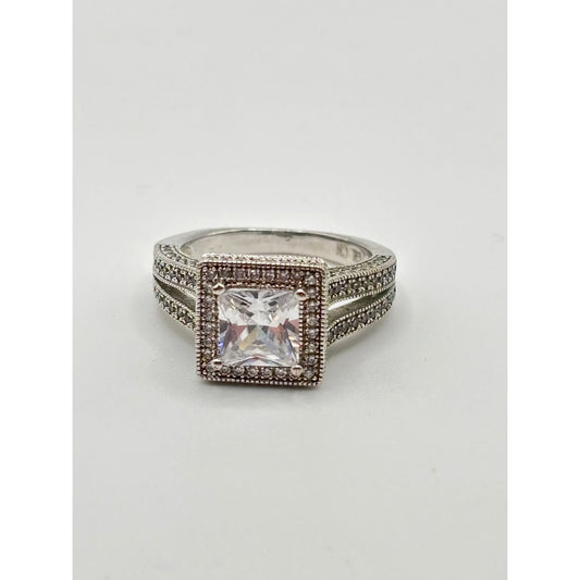 925 Sterling Silver Princess Cut Ring Size 6.5