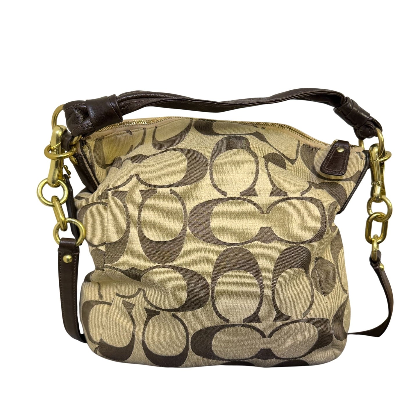 NWT Coach Hobo Shoulder Bag Khaki/Mahogany With Brass Hardware