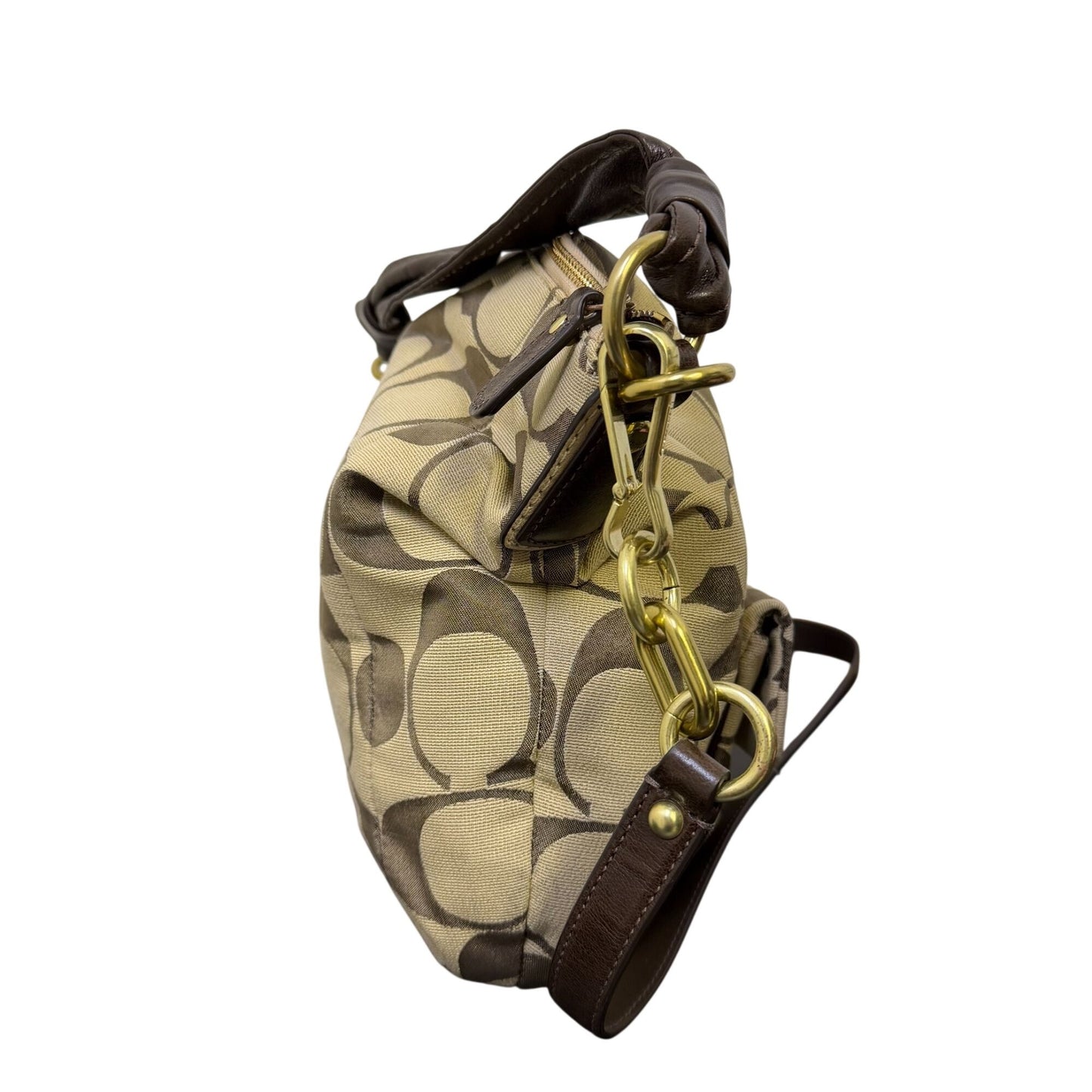 NWT Coach Hobo Shoulder Bag Khaki/Mahogany With Brass Hardware