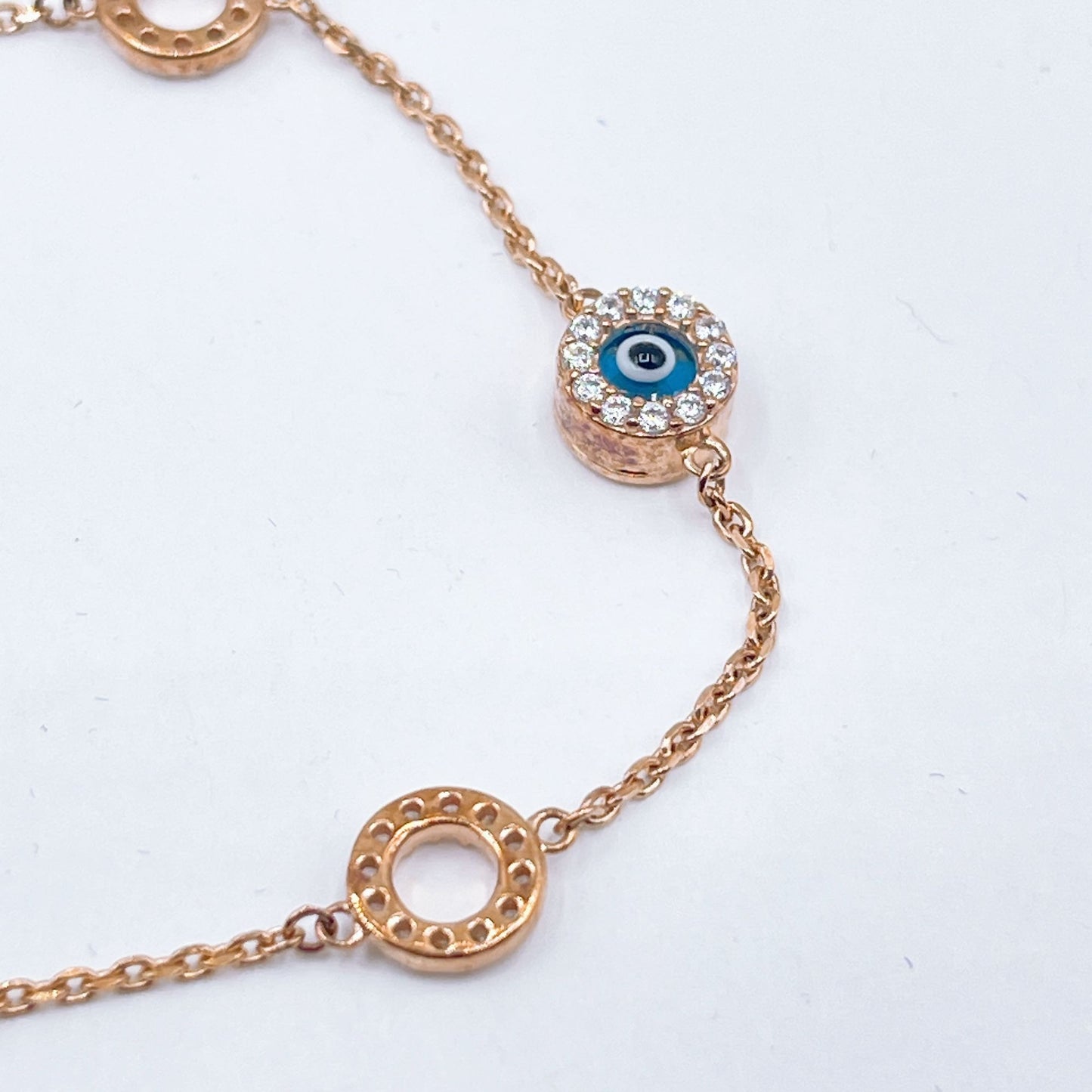 925 Evil Eye Bracelet With Crystals Rose Gold-Plated Bracelet