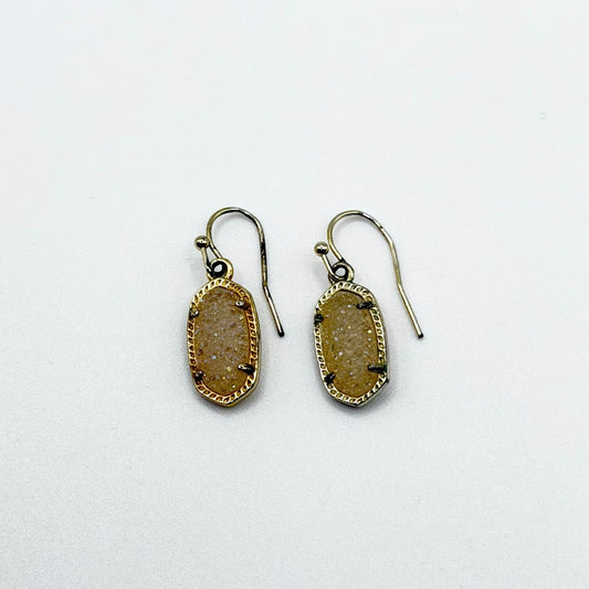 Kendra Scott Oval Gold-Tone Drop Earrings With Druzy Stones