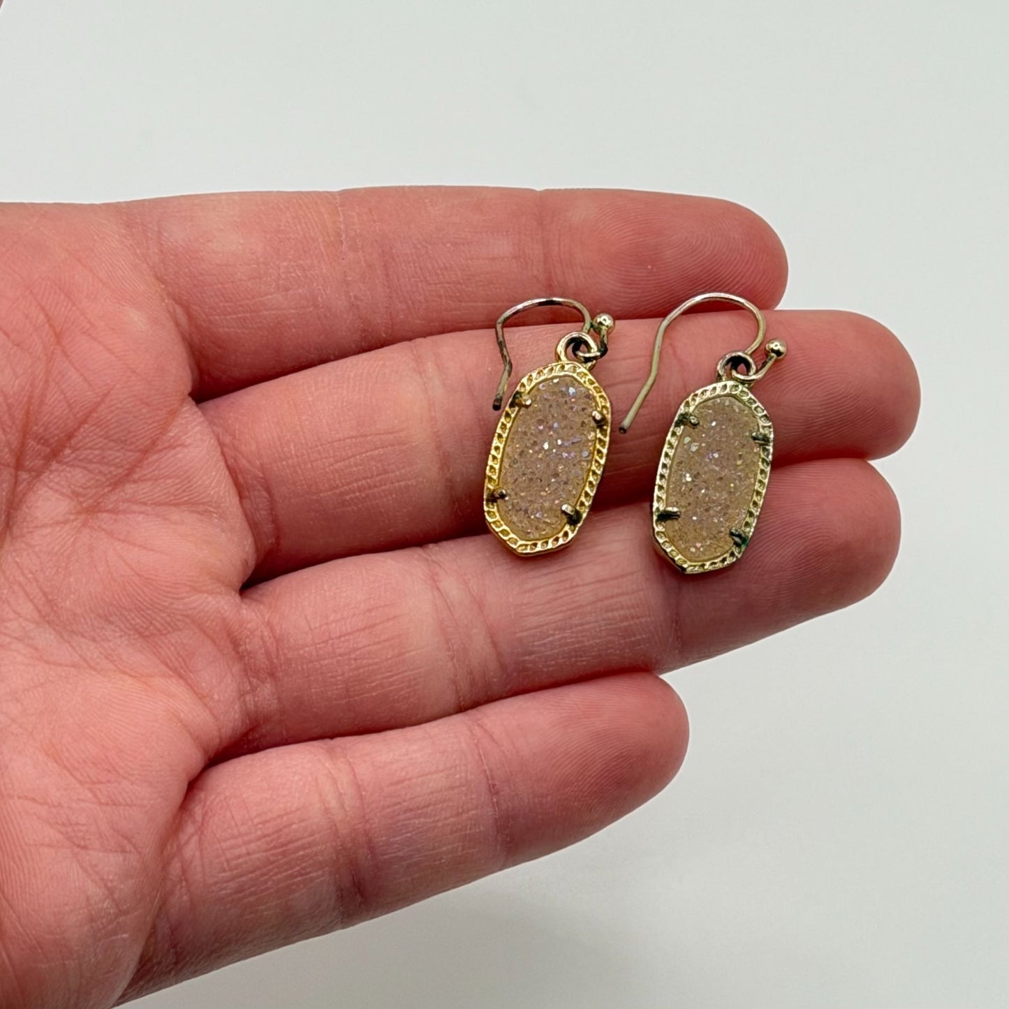 Kendra Scott Oval Gold-Tone Drop Earrings With Druzy Stones