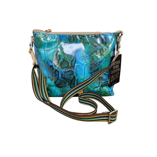 Consuela Snake Print Blue Green Crossbody Bag Adjustable Strap