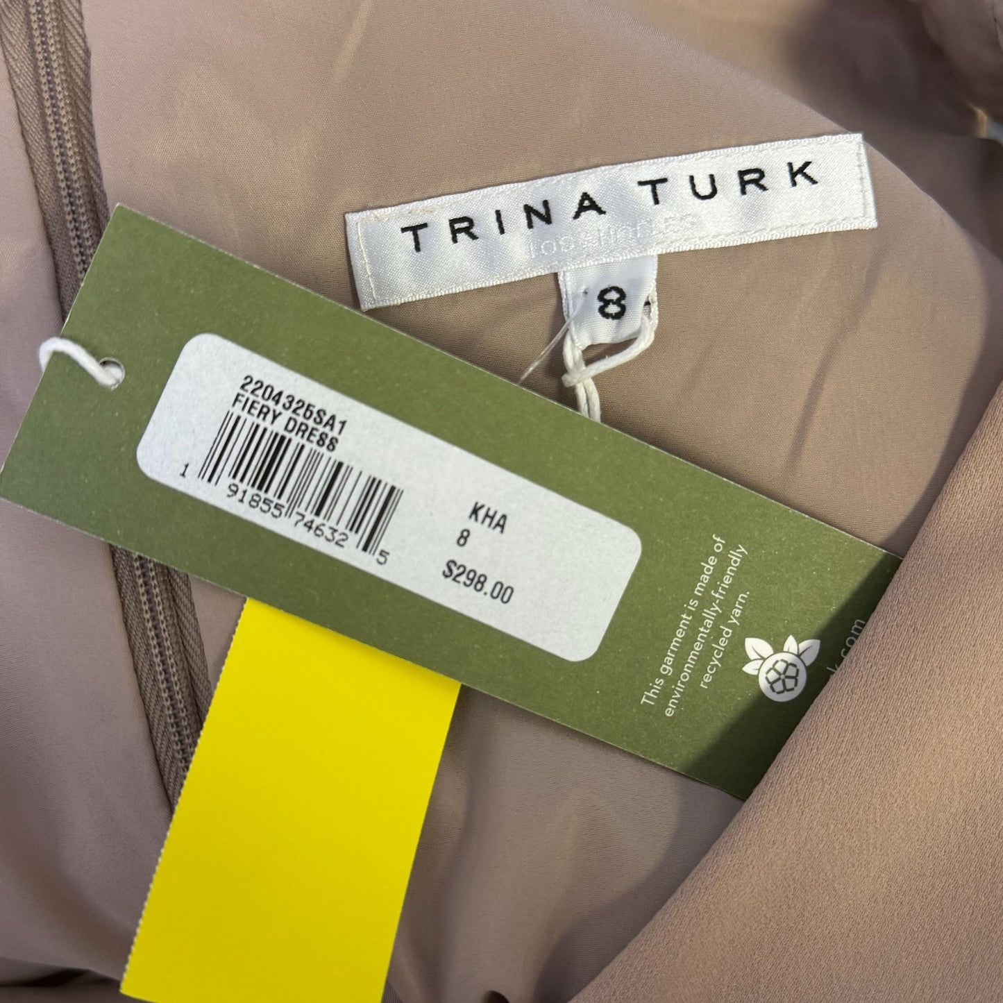 NWT Trina Turk Champagne Sleeveless V-Neck Dress Size 8