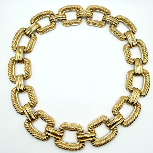 Vintage Givenchy Signed Gold Tone Collar Choker Necklace