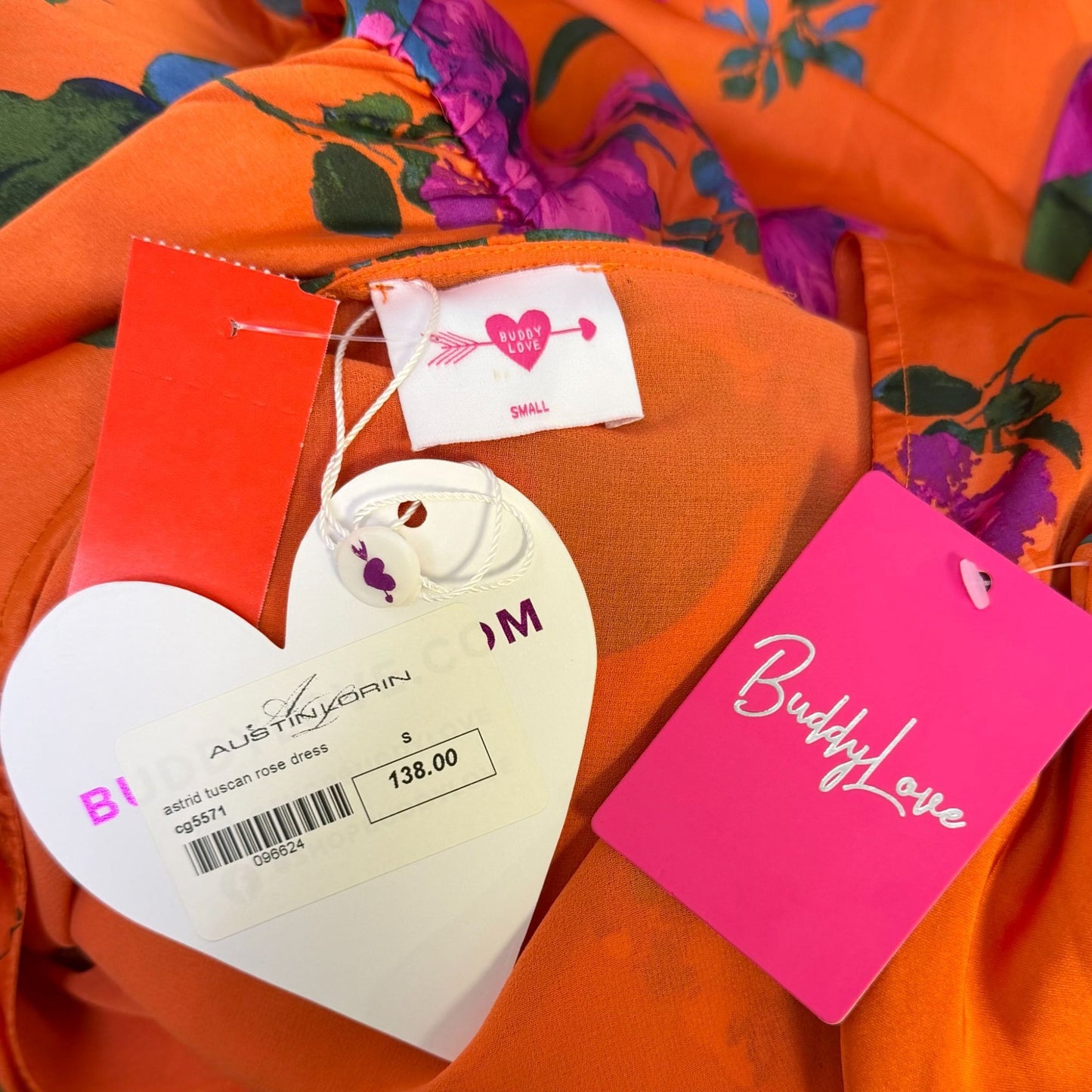NWT Buddy Love Astrid Tuscan Rose Wrap Dress Orange S