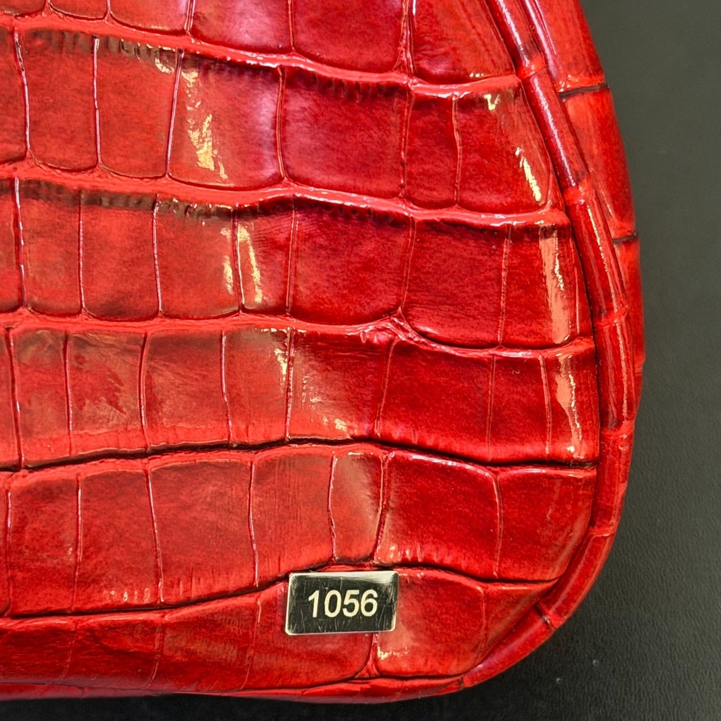 Stella Page Red Croc-Embossed Shoulder Bag With Butterfly & Floral Accents