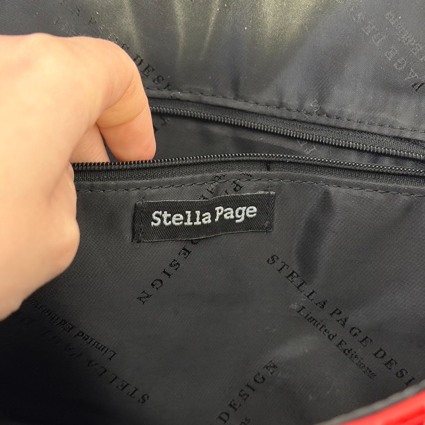Stella Page Red Croc-Embossed Shoulder Bag With Butterfly & Floral Accents