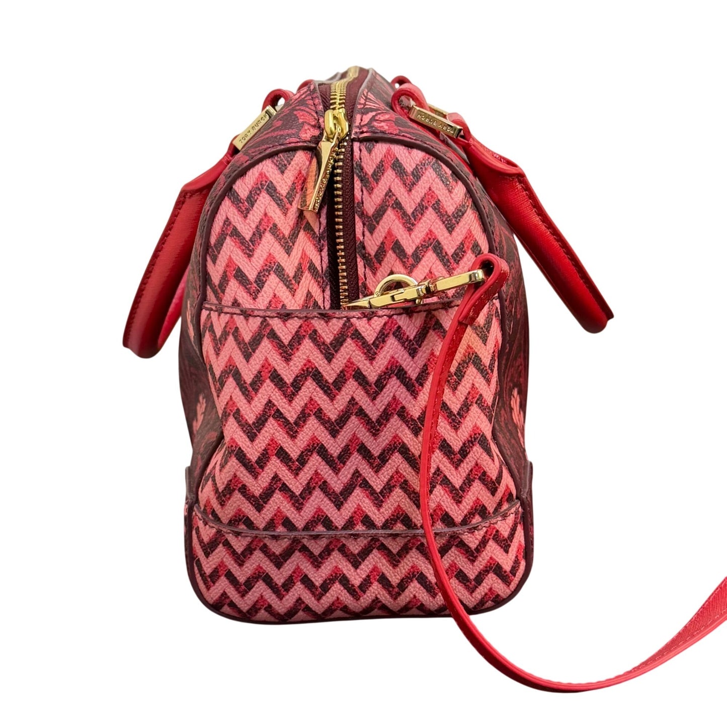 Tory Burch Red Floral Printed Satchel Tote Bag Adjustable Crossbody Vintage