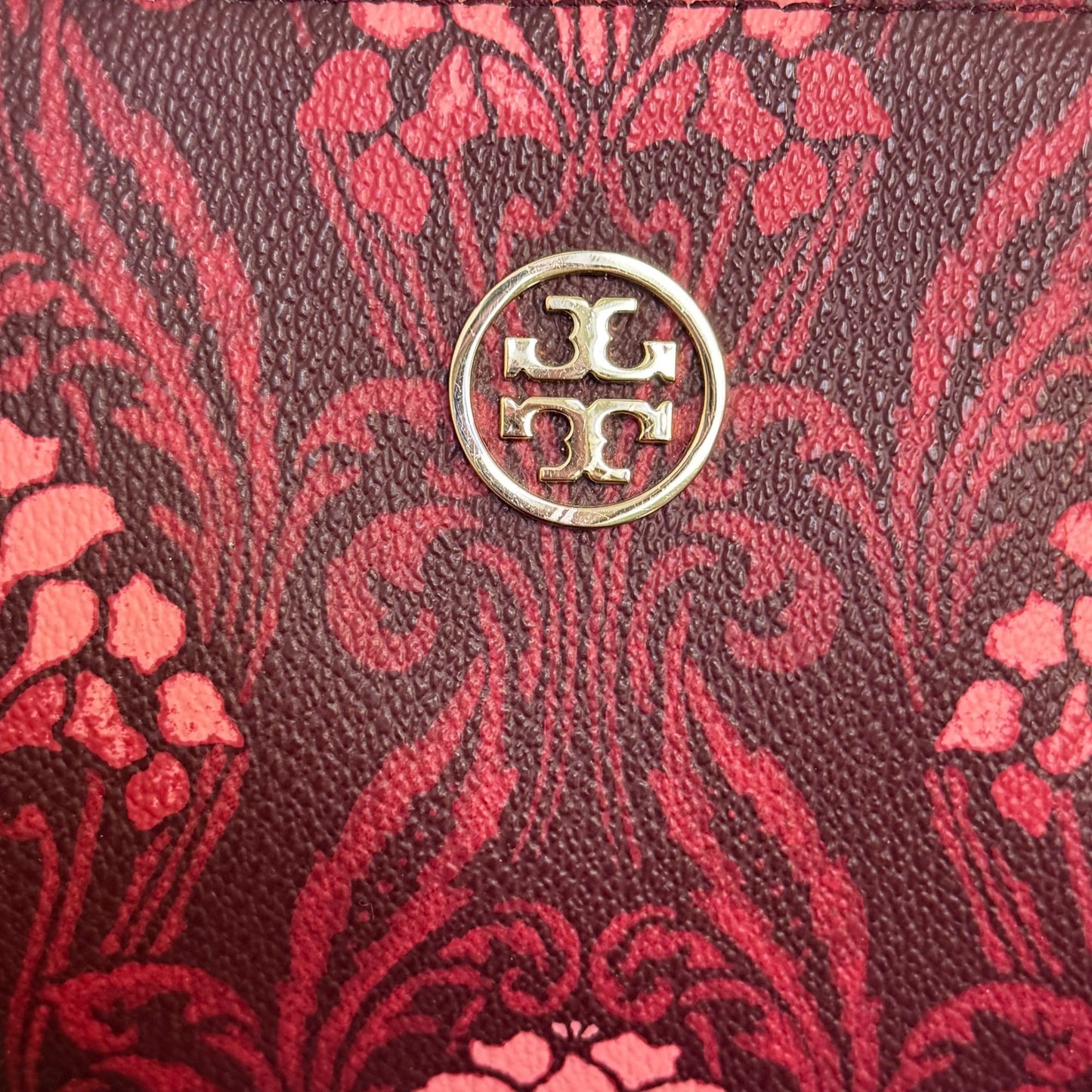 Tory Burch Red Floral Printed Satchel Tote Bag Adjustable Crossbody Vintage