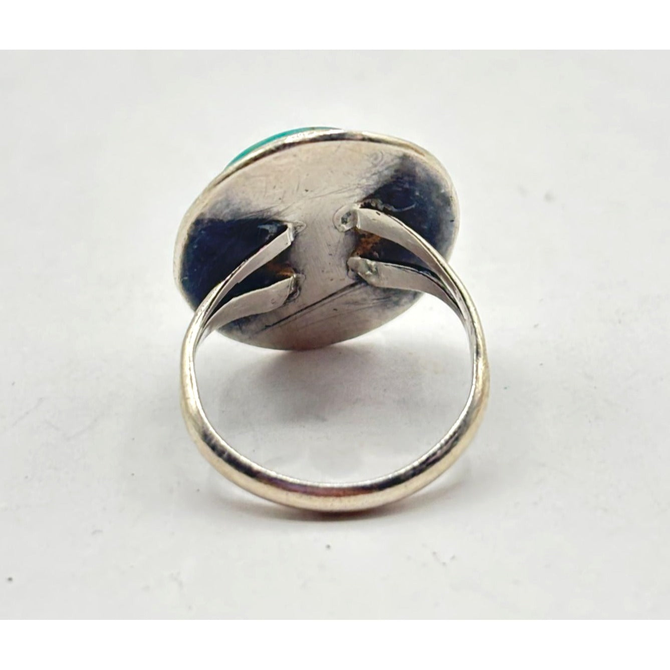 Vintage Turquoise & Silver Tone Oval Ring Size 7.5