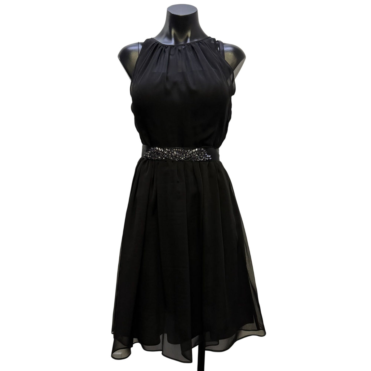 Adrianna Papell Black Sleeveless Chiffon Dress Size 6