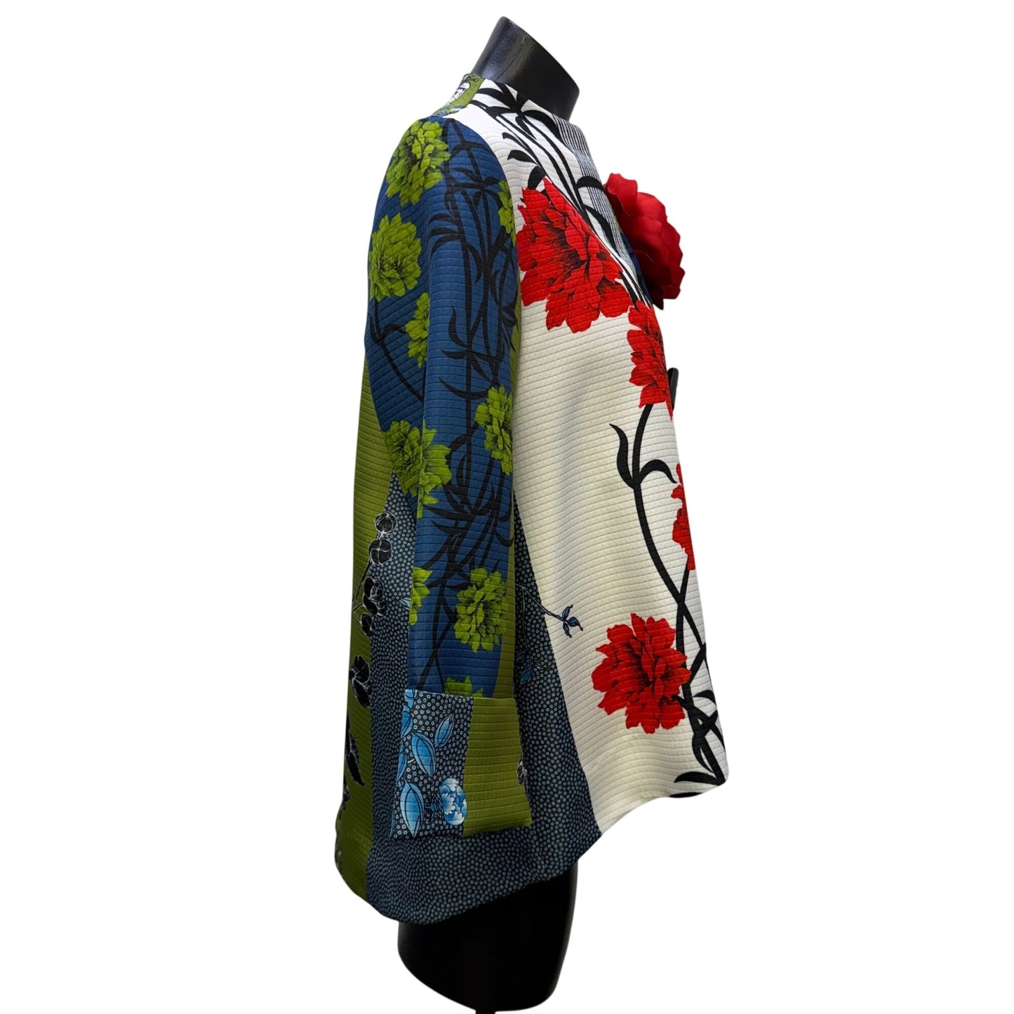 IC Collection Multicolor Kimono Jacket With Floral Brooch S