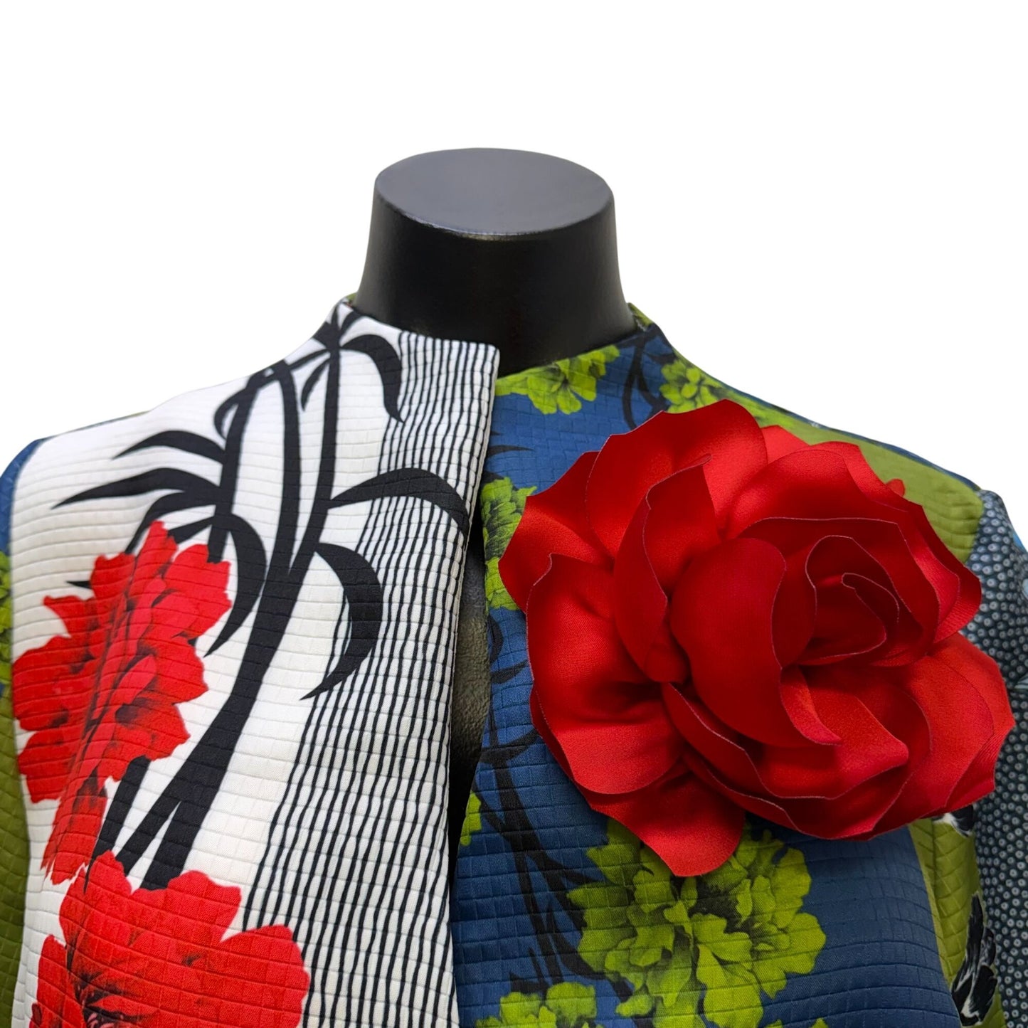 IC Collection Multicolor Kimono Jacket With Floral Brooch S