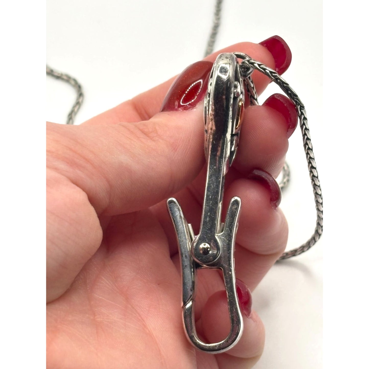 Vintage Brighton Alcazar Heart Badge Holder Clip Pendant Necklace Silver/Gold Tone