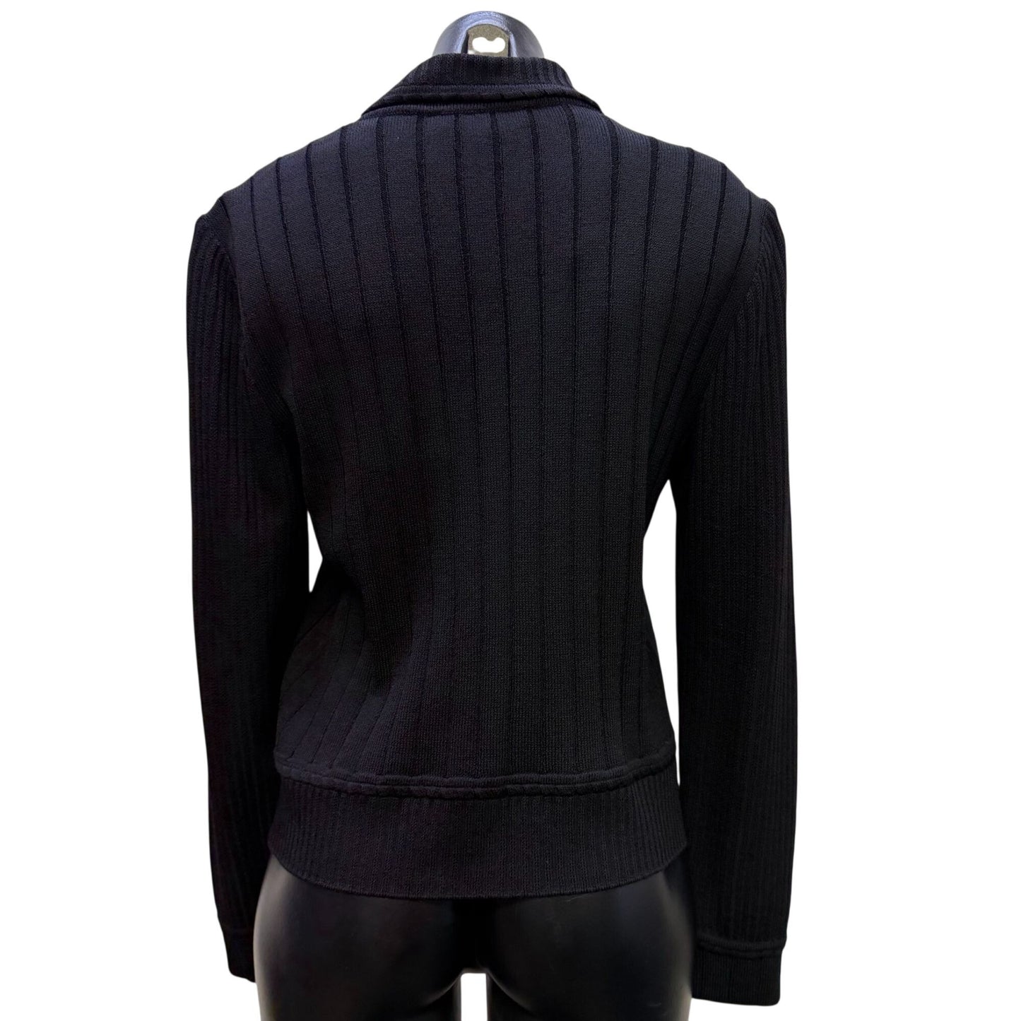 St John Basics Black Two-Piece Knit Skirt & Zip Jacket Set Size 6/4