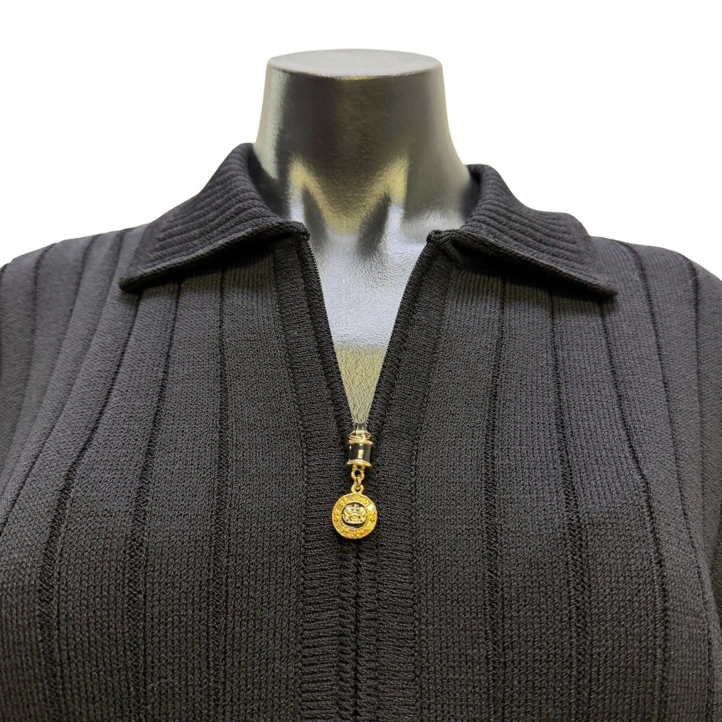 St John Basics Black Two-Piece Knit Skirt & Zip Jacket Set Size 6/4