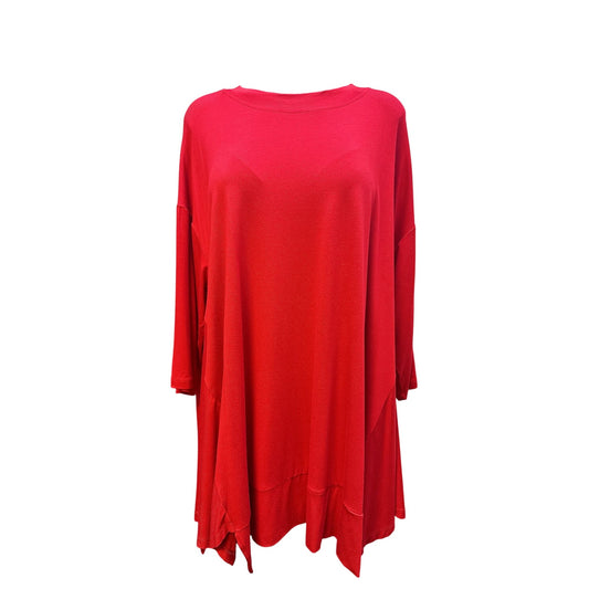 Alembika Red Asymmetric Tunic Top Size L